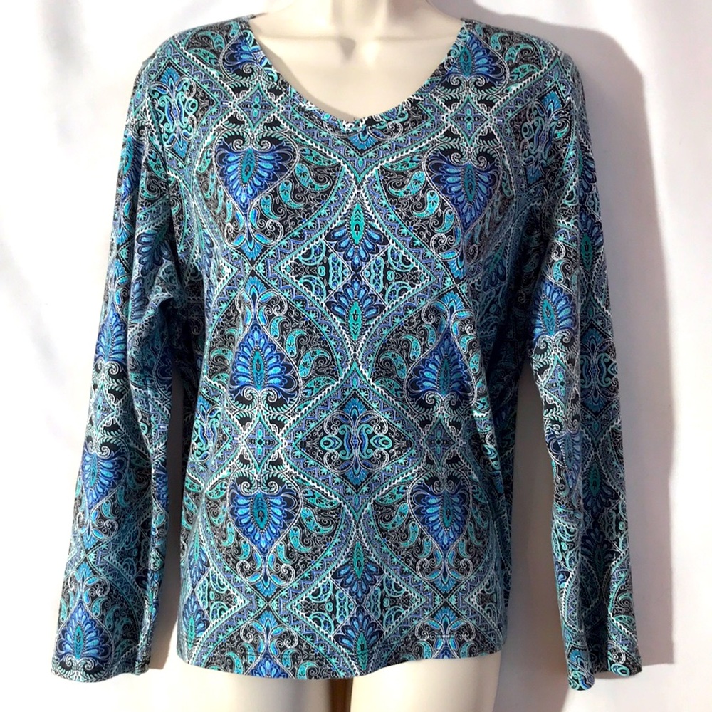 Blue and Green Paisley long sleeved shirt